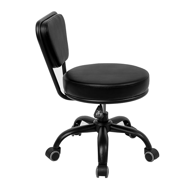 Dayton Pedicure Stool (Matt Black) Pneumatic, Adjustable Height, Perfect for Nail Salon, Pedicure spa