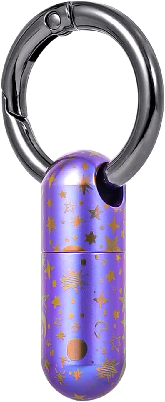 Titanium Keychain Pill Holder,Waterproof Mini Pill Case,Portable Small Pill Container for Travel,Purse,Pocket(Strary Sky)