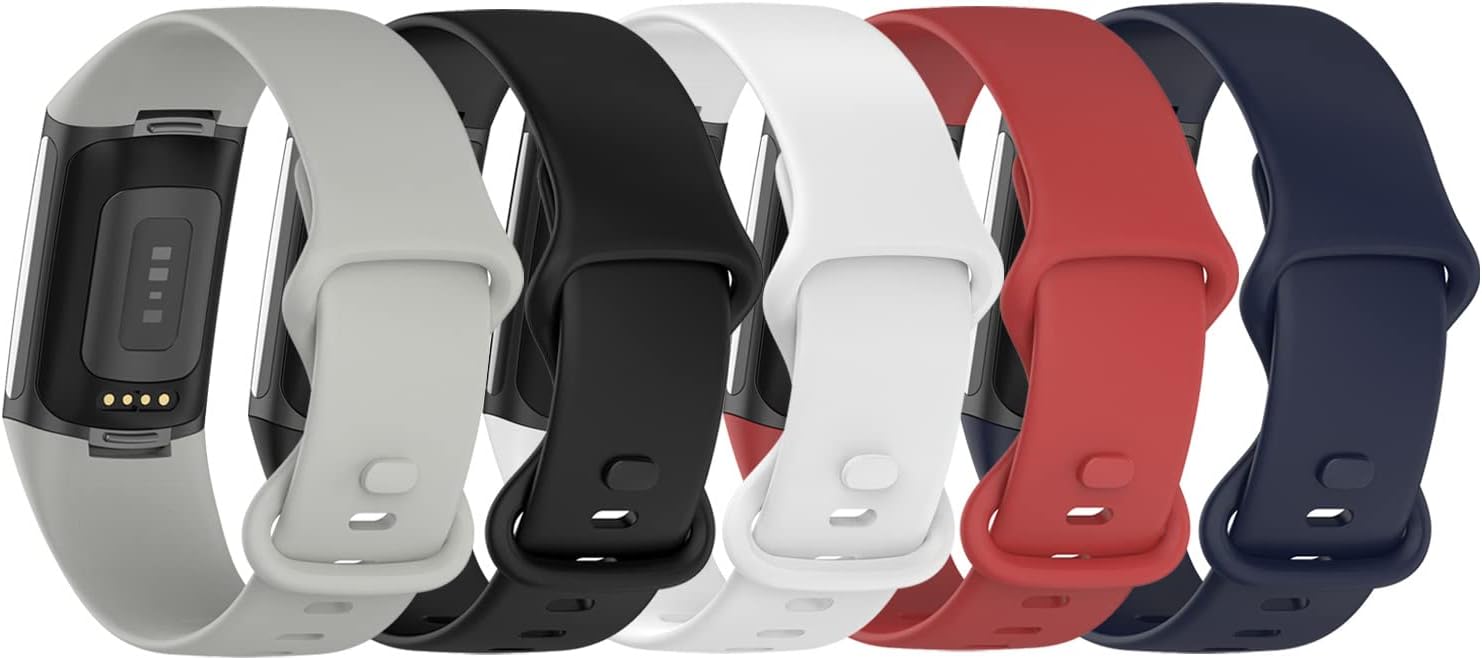 Compatible with Fitbit Charge 5 Bands Women&Men, Replacement Soft Silicone Watch Straps Soft Wristband for Fibit Charge 5 Advanced Fitness & Health Tracker