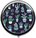 Cartoon Cactus in The Rain Pattern Cute Pill Box/Pill case-Round Pill Box/case- Three-Compartment Pill Box/Pill case …
