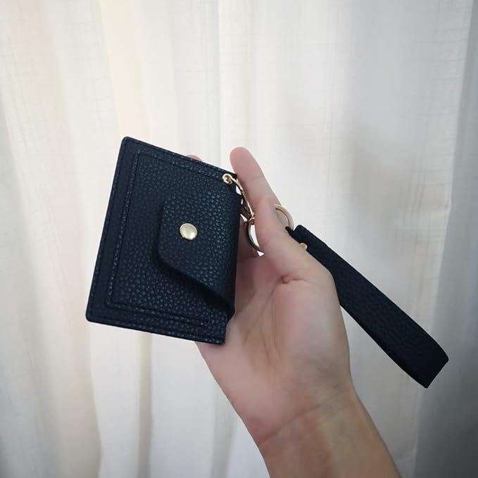 Birth Control Pill Case Medicine Holder Daily PU Leather Removable Wristlet Strap (Black)