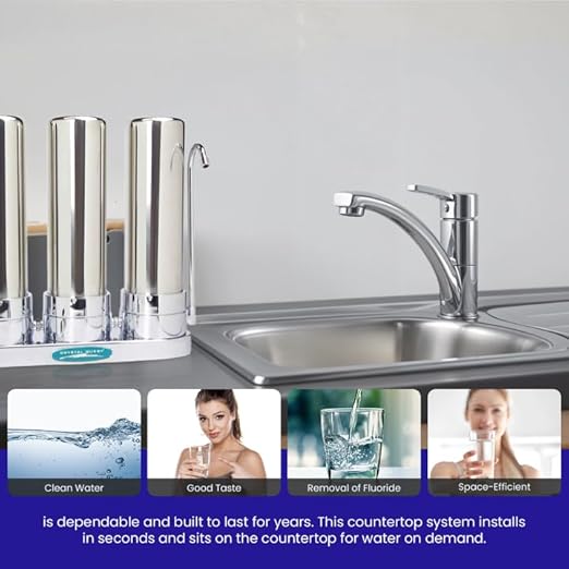 Smart Countertop Water Filter System | Crystal Quest (Triple, Stainless Steel)