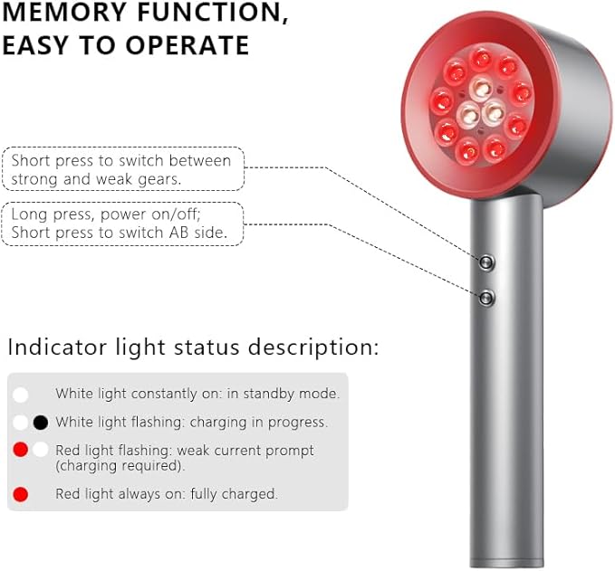 Dual-Sided Red Light Therapy Wand - Professional 4-Wavelength 630nm 660nm 808nm 850nm - High Irradiance Near Infrared Device for Deep Muscle Support, Joint Comfort, Skin Health