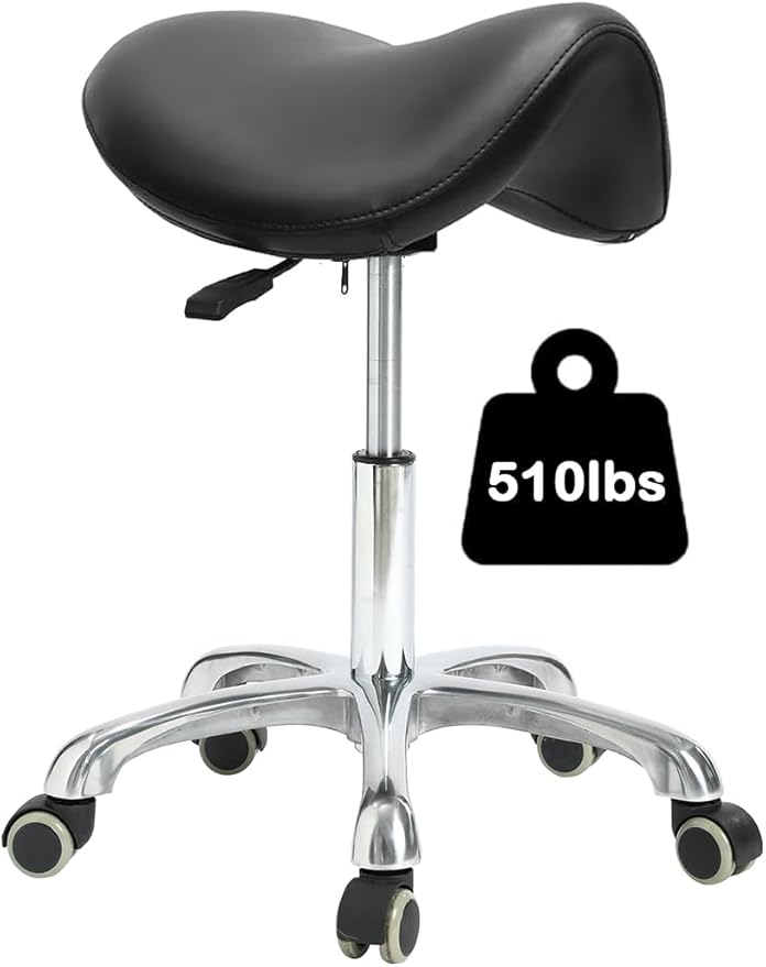 Conforms to ergonomics, with a Saddle Stool That can be Tilted and a Rotating Stool with Hydraulic Lifting Height Adjustment, Suitable for Office, Black