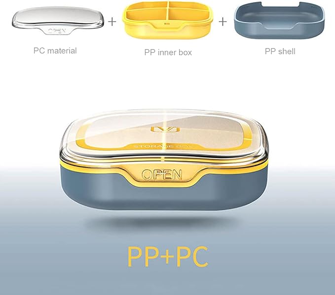 Pill Case Compartment Portable Pill Organizer Divided Vitamin Box Medicine Holder for Daily and Travel Use-4 Compartments-Russet