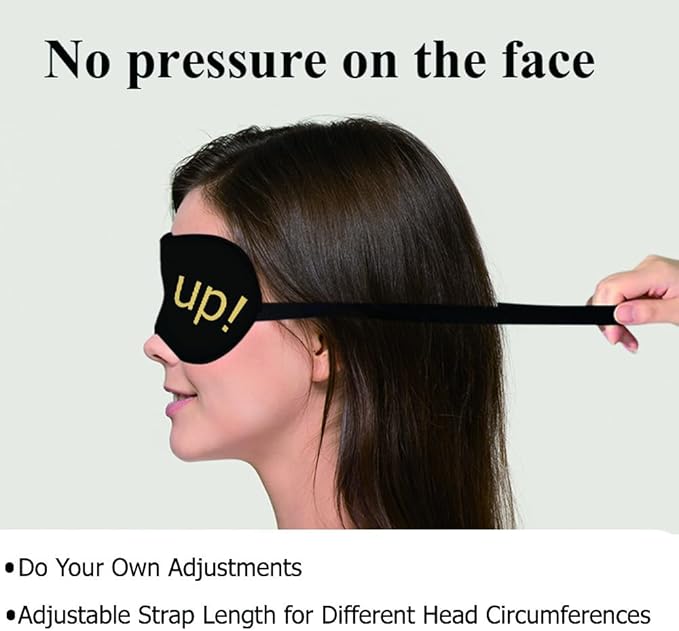 Shut Up Sleep Mask Eye Mask Slogan Black Golden Yellow Sleep Mask Light Blocking Adjustable Smooth Soft Eye Masks for Women Deep Rest Travel