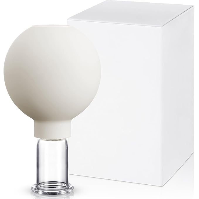 Nuanchu Facial Cupping Cup Glass Face Cup Silicone Cupping Massage Vacuum Suction Mug for Body Face Leg Arm Back Shoulder Muscle and Joint(White,0.65 Inch Diameter)