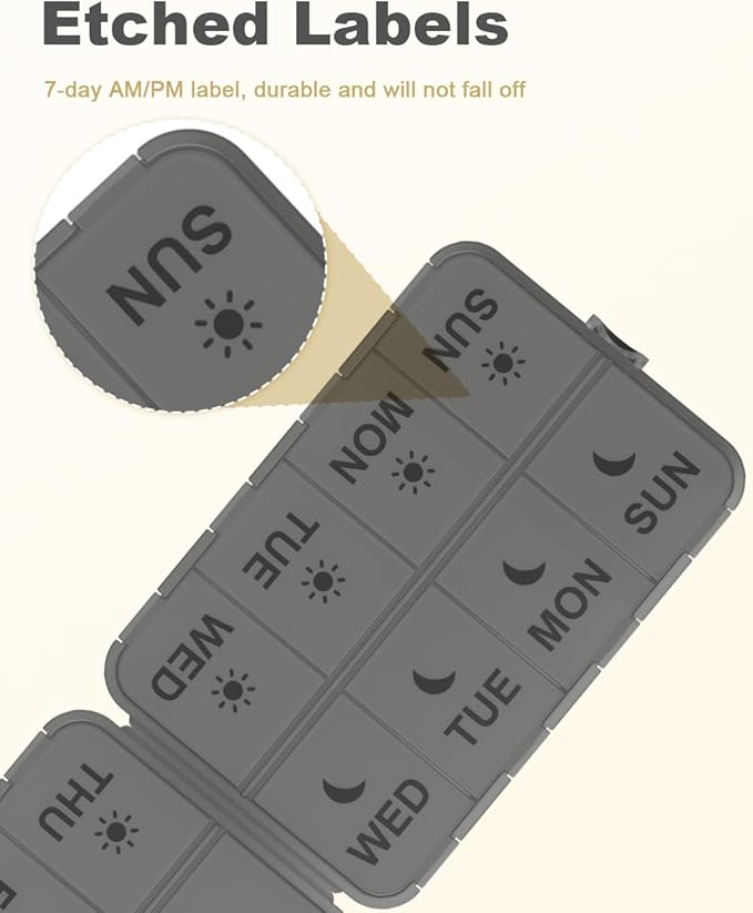Pill Organizer Medicine Organizer Travel Essentials - Travel Pill Case with Labels, Large Daily Medicine Dispenser