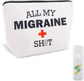 Migraine Medicine Bag for Travel Headache Meds Bag Gifts for Migraine Sufferers Headache Pouch Cosmetic Bags with Zipper Medical Bags for Patients Funny Pouch Pill Organizer Canvas Medication Pouches