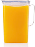 LocknLock Aqua Fridge Door Water Jug with Handle BPA Free Plastic Pitcher with Flip Top Lid Perfect for Making Teas and Juices, 2 Quarts, Clear
