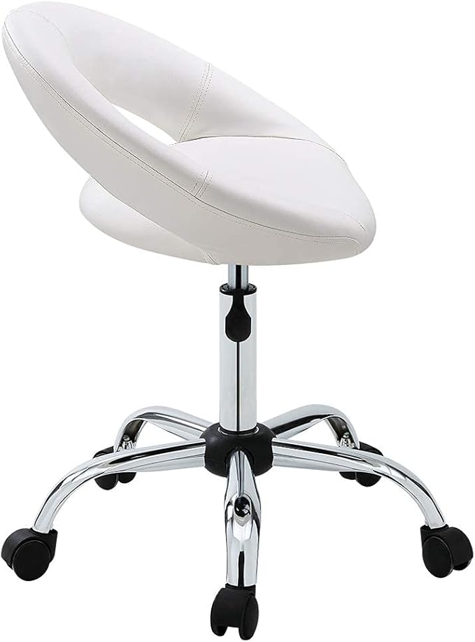DUHOME Adjustable Swivel Work Stool Task Chairs,White Massage Salon Home Office Facial Spa Medical Chair Stool Backrest Cushion & Wheels
