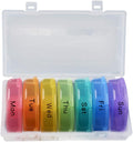 EXCEART Rainbow 21 Compartments Weekly Pill Organizer Portable Medicine Dispenser Round Vitamin Container Travel Holder for Daily Pill Storage