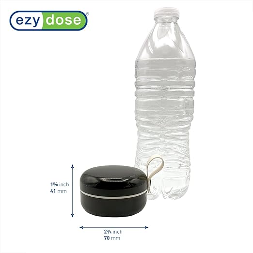 EZY DOSE Mini Vitamin Organizer, Multi Compartments, Portable and Compact Design, Easy Access Sliding Pill Dispenser, Supplement Organizer with Anti-Mix Design, Travel Friendly, Small, Black and Cream