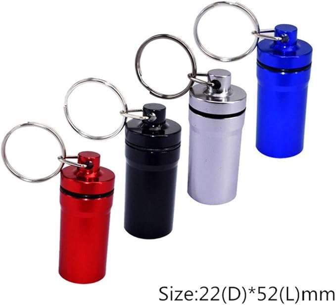 Ulalaza Aluminum Waterproof Pill Case with Keychain, 1 Compartment