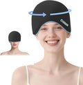 Migraine Relief Cap,Full Head Ice Hat Hot & Cold Gel Compress Pack with Face and Eye Mask,Headache Ice Pack Head Wrap for Hangover, Fever, Puffy Eyes,Tension, Sinus, Stress Relief (Black)