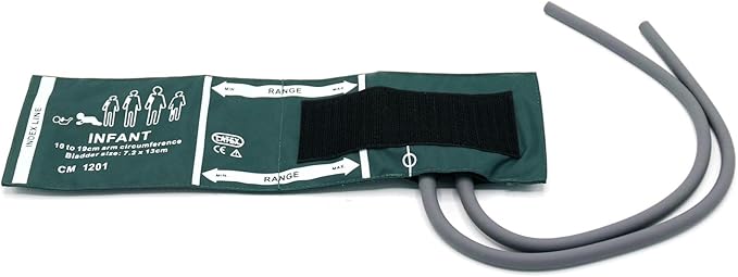 Blood Pressure Nylon Cuff with 35cm Dual Tubes for Infant 10-19 cm, Reusable Replacement NIBP Cuff with Inner Airbag for BP Monitor Machine, No Connector