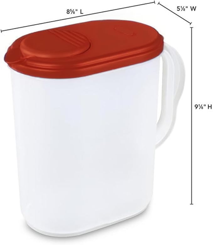 1 Gallon Water Pitcher with Lid & Pivot Top Spout -Slim Design Fits Fridge Door- Tea Pitcher 1 Gallon Plastic Pitcher with Lid 1 Gallon Pitcher with Lid Water Pitchers with Lids Plastic Water Pitcher