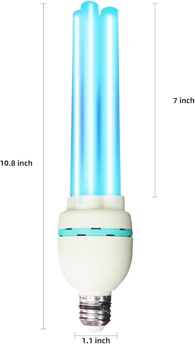 36W Ozone Free UVC Light Bulb, 254 nm wavelength UV Lamp for Basement/Storehouse/Car/Kitchen/Bedroom, E26 110V UVC Light Bulb