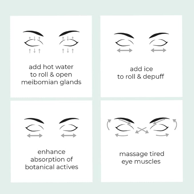 We Love Eyes - Focused Eye Roll - Tone, de-puff, & relax tired eyes. Hot compress for massaging meibomian glands. Fingertip precision.
