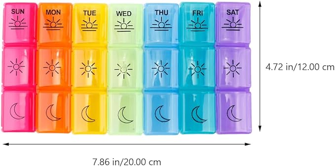 Beaupretty Portable Travel Pill Case, 21 Compartment Plastic Medicine Organizer, Black, 7.87 X 4.72 X 1.57 Inches, Ideal for Home, Office, and Outdoor Use