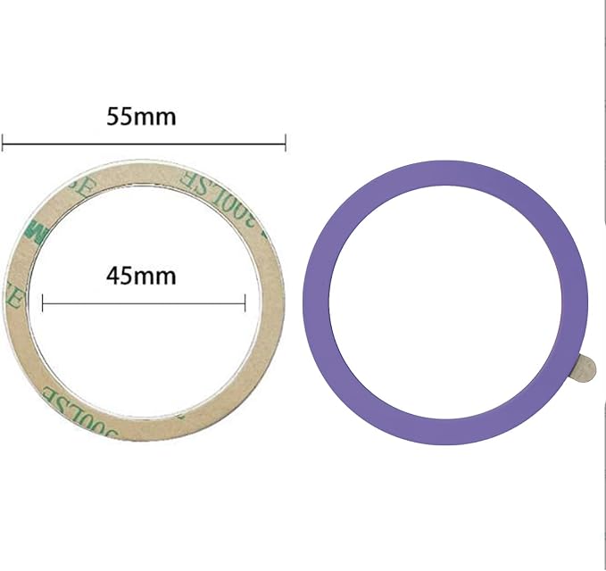 TENOC Universal Metal Ring Sticker for Magnetic Charger Compatible with iPhone/Samsung/Android All Cellphones, Magnetic Mount/Phone Holder Conversion Accessories, 3Pcs, Light Purple