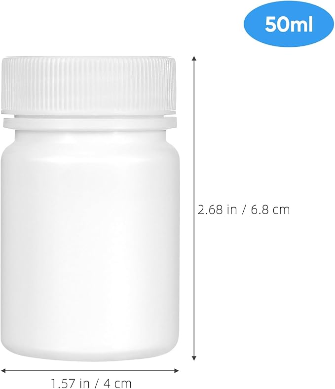 20pcs Medicine Pill Bottle Empty Plastic Capsule Case Reagent Bottle Powder Medicine Pill Container with Screw Cap for Home Travel Outdoor 50ml