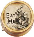 Eat Me Rabbit Wonderland Brass Round Pill Box