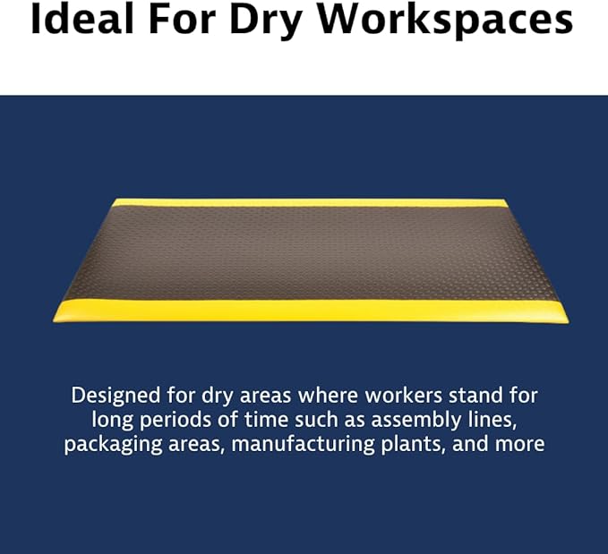 Notrax 417 Bubble Sof-Tred™ with Dyna-Shield® 2' x 3' x 1/2" Anti Fatigue Mat, Slip Resistant Bubble Textured Surface, Ideal for Industrial and Commercial Workplaces, Black/Yellow, 417S0023BY