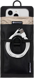 Silent Pocket SLNT Lock Out Tag Out Locking Cell Phone Faraday Sleeve w Weatherproof Nylon, Loto Signal Blocking Device Shielding for Phones, Keyfobs, Wallets - Privacy Anti-Hacking (Black, Small)