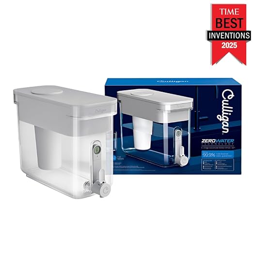 Culligan with ZeroWater Technology 32-Cup Water Filter Dispenser – Includes 5-Stage Advanced Water Filter, Certified to Reduce Lead, Total PFAS (Forever Chemicals), Mercury, Fluoride, and Chlorine