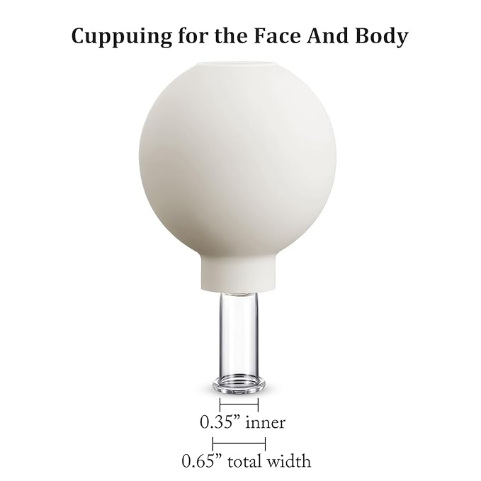 Nuanchu Facial Cupping Cup Glass Face Cup Silicone Cupping Massage Vacuum Suction Mug for Body Face Leg Arm Back Shoulder Muscle and Joint(White,0.35 Inch Diameter)