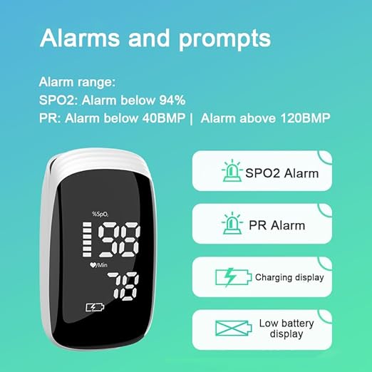 Pulse Oximeter Fingertip, Pulse Oximeter with Rechargeable, Oxygen Meter Finger Pulse Oximeter, Fingertip Blood Oxygen Saturation Monitor Rechargeable, Accurate Fast SpO2 Reading for Sports (White)