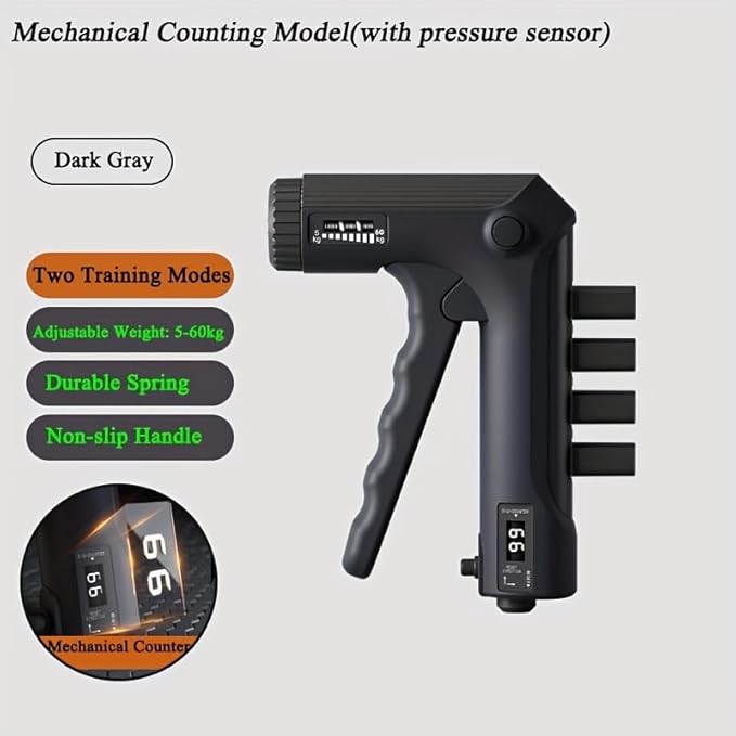 Adjustable Hand Grip Strengthener with Digital Counter – 5–60kg (130 lbs) Ergonomic Forearm & Finger Exerciser for Athletes, Musicians, Rehab & Recovery – Portable 2-in-1 Grip Trainer