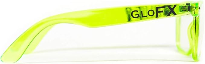 GloFX Ultimate Diffraction Glasses - Transparent Green - 3D Prism Rainbow Effect - Great Edm, Festival, Concert, Fireworks, Christmas Lights, and Rave Accessory - Transparent Green Frames