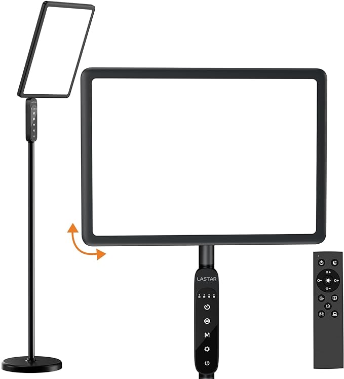 LASTAR Light Therapy Lamp, 12000LUX Therapy Light UV-Free &Full Spectrum Sun Lamp,Remote Control/4 Color Temperature/5 Brightness/4 Timer/2 Height Floor Sunlight Therapy Lamp