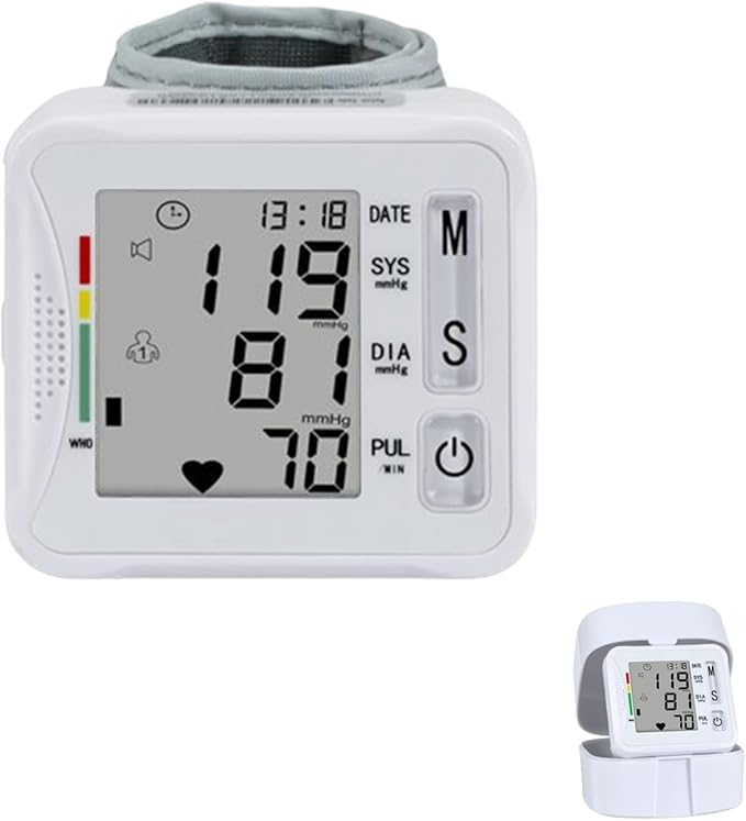 TOPBOMED Electronic Blood Pressure Monitor,Wrist Blood Pressure Monitor 2x99 Reading Memory for Adults Wrist BP Monitor with Carrying Case for Home Use
