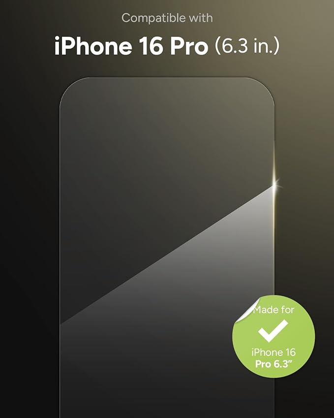 ZAGG Glass Elite Screen Protector for iPhone 16 Pro - 5X Stronger, Reinforced Edges, Ultra-Strong Tempered Glass, Scratch Resistant, Anti-Smudge, Easy Installation, InvisibleShield, Eco-Friendly