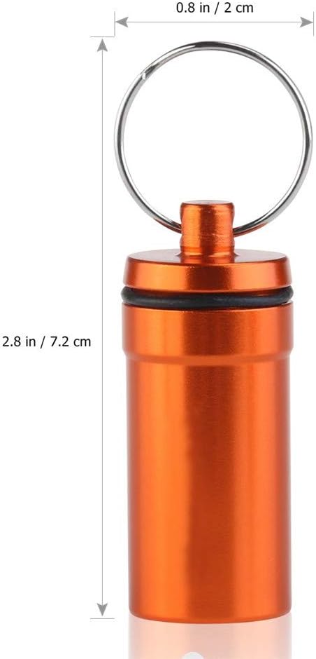Ulalaza Waterproof Aluminum Pill Holder with Keychain Outdoor Medicine Bottle Seal First Aid Drug Holder