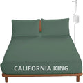 OKOHEY Grounding Fitted Sheets with 15ft Earthing Cord, California King Size, 90% Organic Cotton + 10% Silver Fiber, Soft & Breathable Grounded Sheet for Better Sleep and Enhanced Wellness, Green