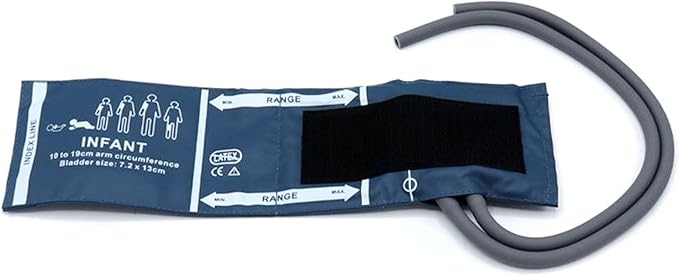 Blood Pressure PU Cuff with 60cm Dual Tubes for Infant 10-19 cm, Reusable Replacement NIBP Cuff with Inner Airbag for BP Monitor Machine, No Connector