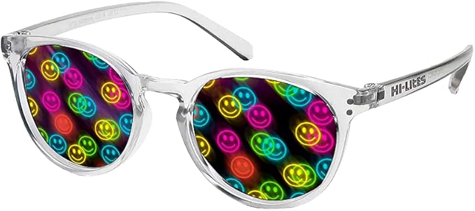 HI-LITES Smiley Special Effect Light Changing/Light Diffraction Glasses - Smiley Face Effect Lenses - Designer Style