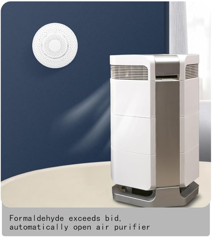 Zigbee Smart Air Detector, Formaldehyde HCHO/VOC Detector, CO2, Temperature, Humidity Monitoring, 5 in 1 Tester, for Household, Office,Hotel.ZigBee Hub Required.