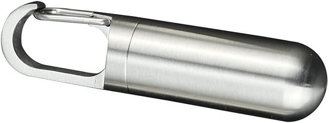 Stainless Steel Pill Container, Sealing Waterproof Portable Keychain Pill Holder Keychain Pill Holder for Outdoor Travel Purse