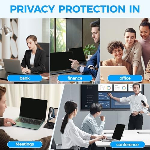2Pack Magnetic Laptop Privacy Screen Filter 15.6 inch for 16:9 Widescreen Computer Monitor, Removable Anti Blue Light Privacy Shield, Anti-Glare Protector