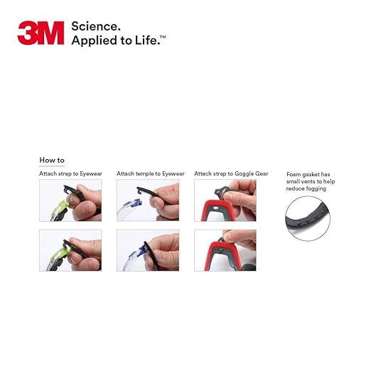 3M Safety Glasses, Solus 1000 Series, ANSI Z87, Scotchgard Anti-Fog, Clear Lens, Blue/Black Frame, Removable Foam Gasket and Strap, Pack of 1