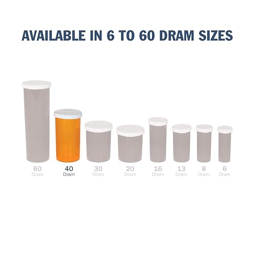 Ezy Dose Pill, Medicine, Vitamin Container & Vial, 40 Dram Storage, Snap Cap (Case of 105)