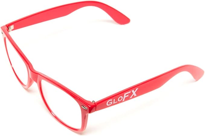GloFX Ultimate Diffraction Glasses - Red - 3D Prism Rainbow Effect - Great Edm, Festival, Concert, Fireworks, Christmas Lights, and Rave Accessory - Red Frames