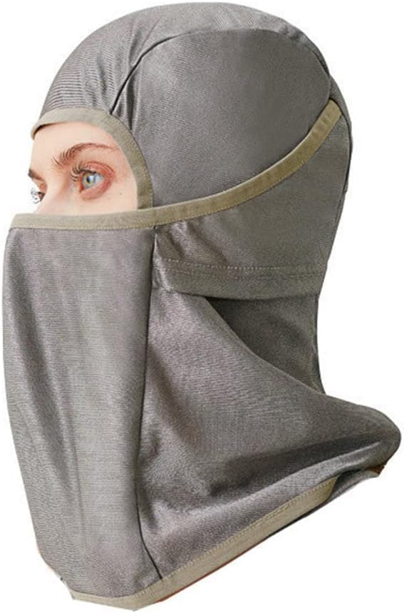 Amradield Pure Silver Fiber Protection Face Mask Faraday Silver Protection Multifunctional Wrap, Hat, Head Scarf, Face Covering Integrated Type Blocking 4G 5G, WiFi, Cellular, Bluetooth for All Man