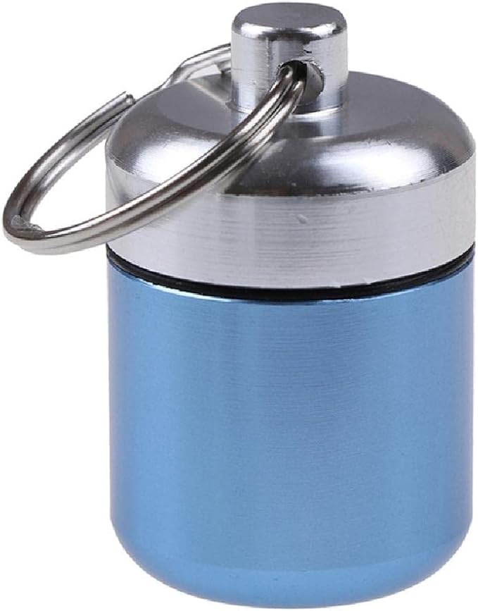 Pill Box Keychain Mini Pill Holder for Outdoor Travel Waterproof Aluminum Alloy Pill Case Pill Fob Small Pill Organizer Pill Box Keychain Pill Holder Micro Cute Waterproof Small Black Aluminum mini