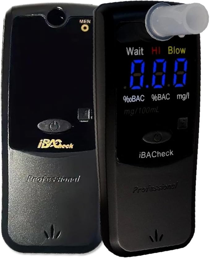Breathalyzer with 10 Memories and LED Display, Visible at Night. Long Battery Life and Last 350 Test with Alkaline Batteries (Black 1)